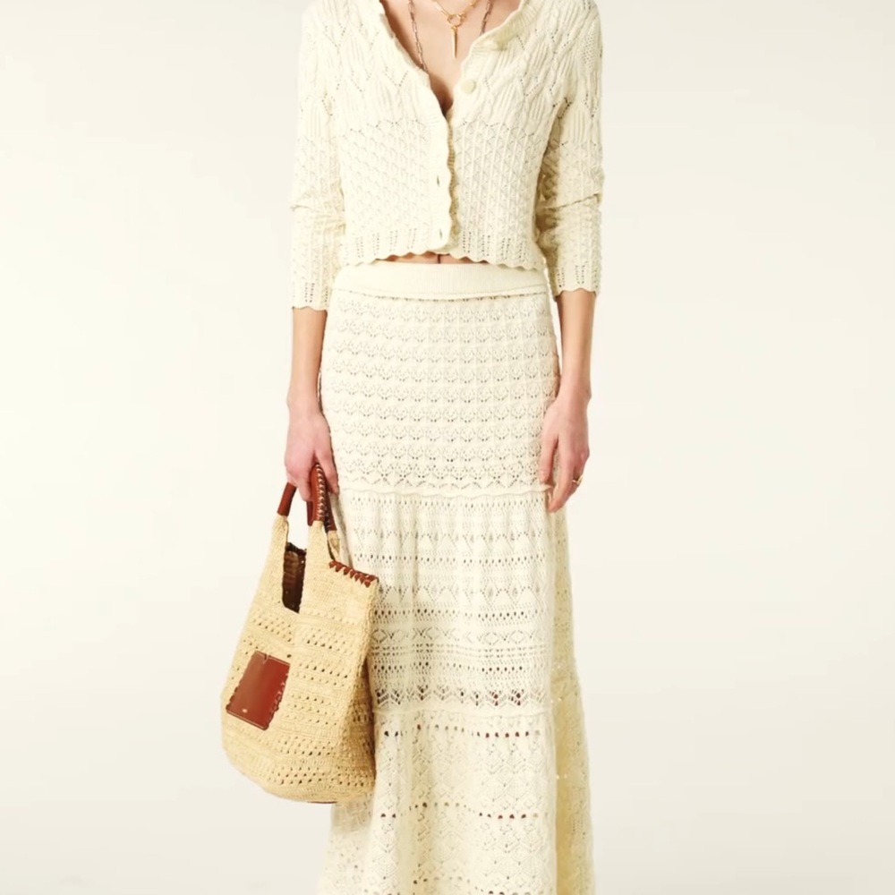 ba&sh Beige Textured Maxi Skirt
